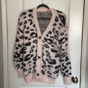 Pink cheetah print cardigan